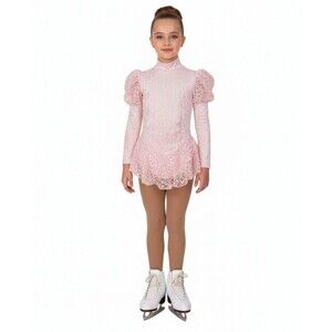 Gilda Marx VTG High Neck Velvet Lace Keyhole Pink Leotard Skate Dress Girl 12/14